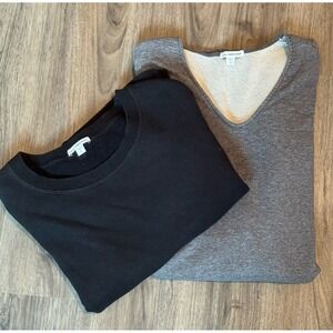 James‎ Perse Size 2 M Black Crewneck Sweatshirt & Dress 100% Cotton USA Lot of 2